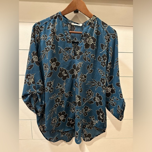 Lush Tops - Lush Teal Floral Blouse- Size Medium